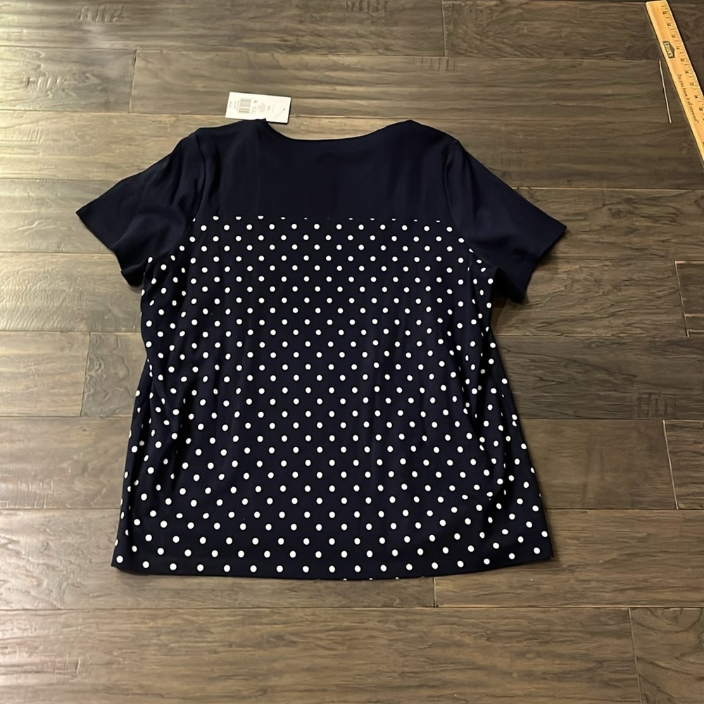 Kim Rogers Tulips Short Sleeve Crew T Shirt navy blue new Women’s 1X - Picture 7 of 10